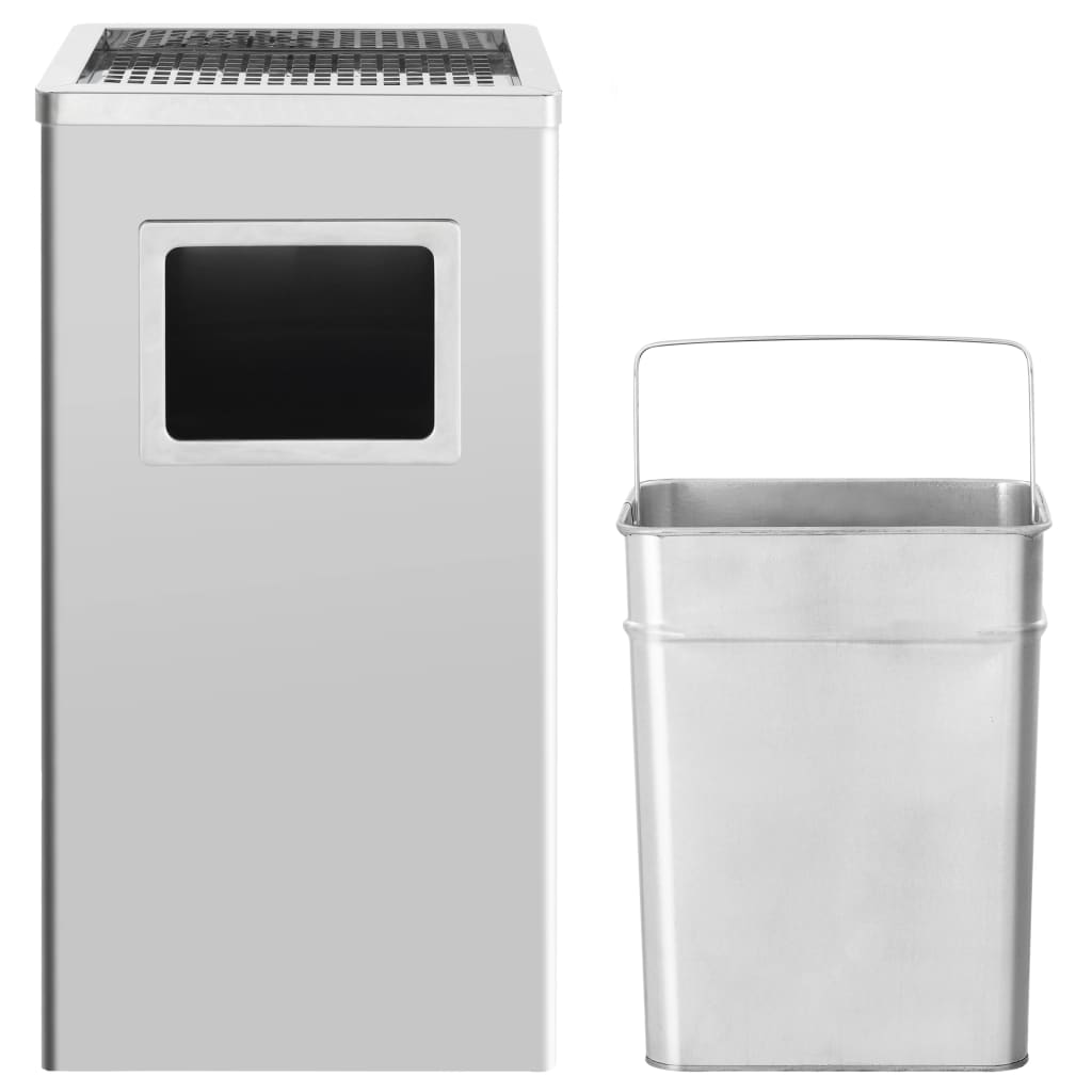 vidaXL Coș de gunoi cu scrumieră, pentru hotel, oțel inoxidabil, 45 L vidaXL Coș de gunoi cu scrumieră, pentru hotel, oțel inoxidabil, 45 L