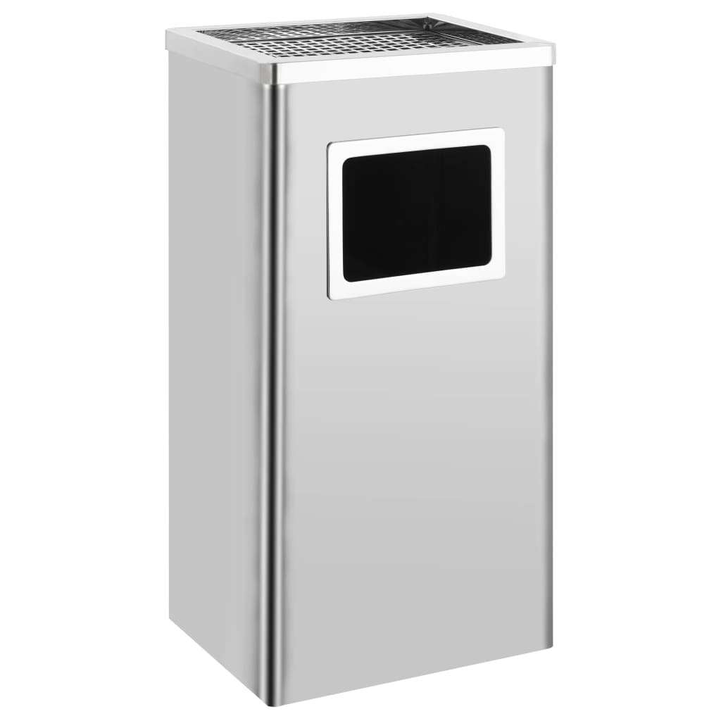vidaXL Coș de gunoi cu scrumieră, pentru hotel, oțel inoxidabil, 45 L vidaXL Coș de gunoi cu scrumieră, pentru hotel, oțel inoxidabil, 45 L