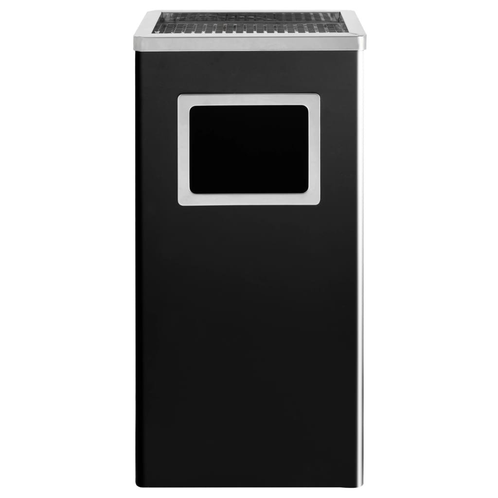 vidaXL Coș de gunoi cu scrumieră, pentru hotel, negru, oțel, 45 L vidaXL Coș de gunoi cu scrumieră, pentru hotel, negru, oțel, 45 L