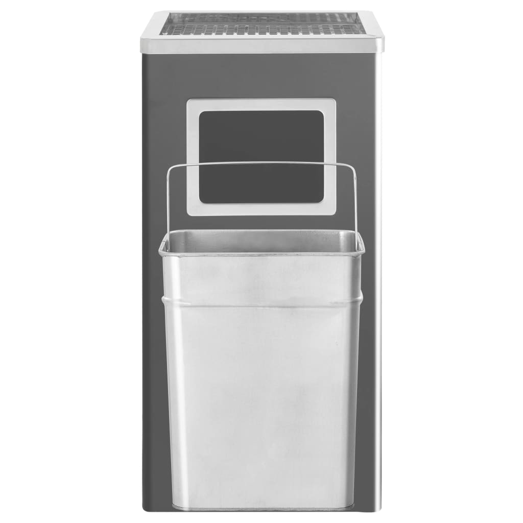 vidaXL Coș de gunoi cu scrumieră, pentru hotel, negru, oțel, 45 L vidaXL Coș de gunoi cu scrumieră, pentru hotel, negru, oțel, 45 L