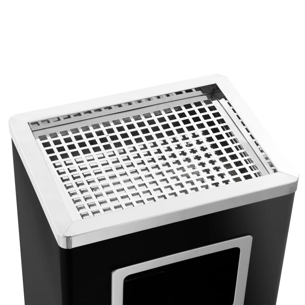vidaXL Coș de gunoi cu scrumieră, pentru hotel, negru, oțel, 45 L vidaXL Coș de gunoi cu scrumieră, pentru hotel, negru, oțel, 45 L
