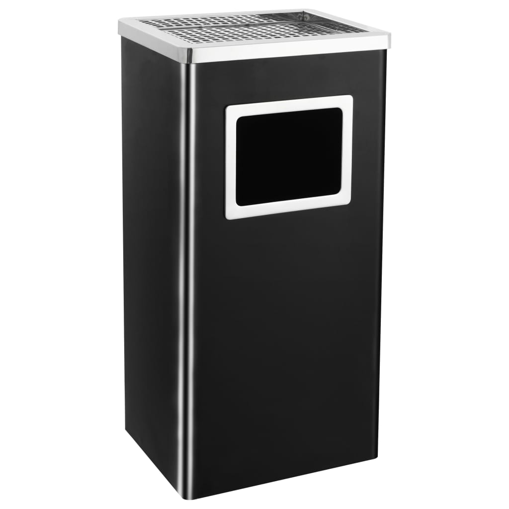vidaXL Coș de gunoi cu scrumieră, pentru hotel, negru, oțel, 45 L vidaXL Coș de gunoi cu scrumieră, pentru hotel, negru, oțel, 45 L