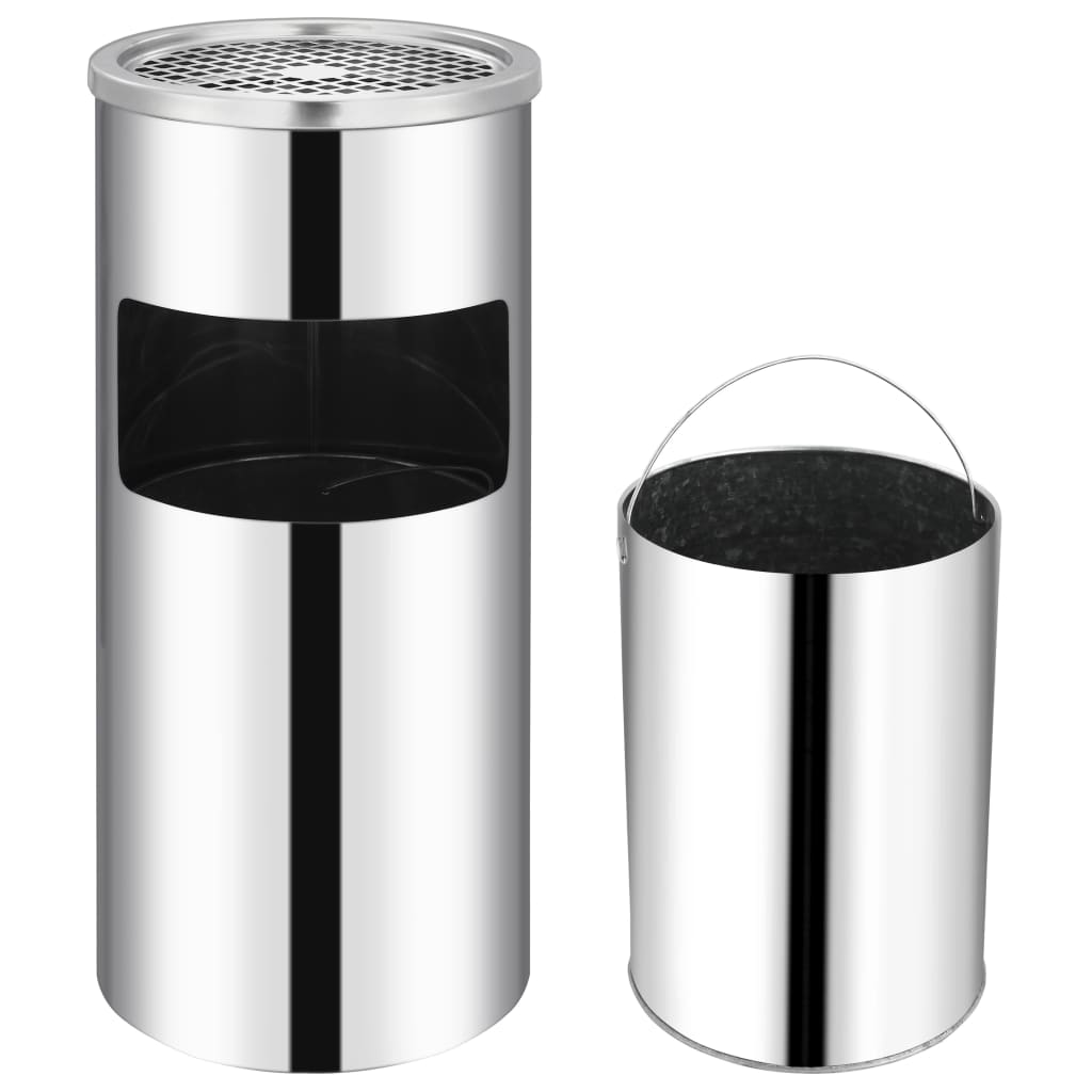 vidaXL Coș de gunoi de perete cu scrumieră, oțel inoxidabil, 26 L vidaXL Coș de gunoi de perete cu scrumieră, oțel inoxidabil, 26 L