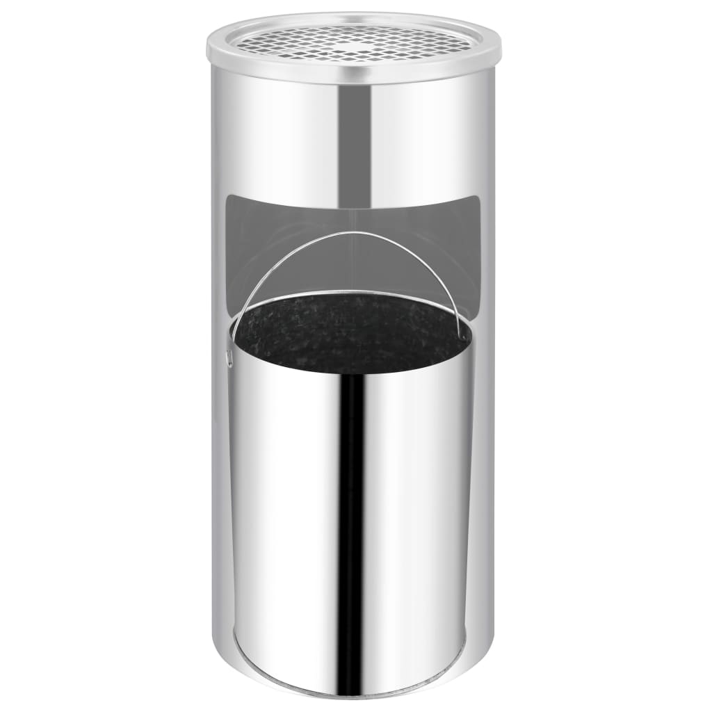 vidaXL Coș de gunoi de perete cu scrumieră, oțel inoxidabil, 26 L vidaXL Coș de gunoi de perete cu scrumieră, oțel inoxidabil, 26 L