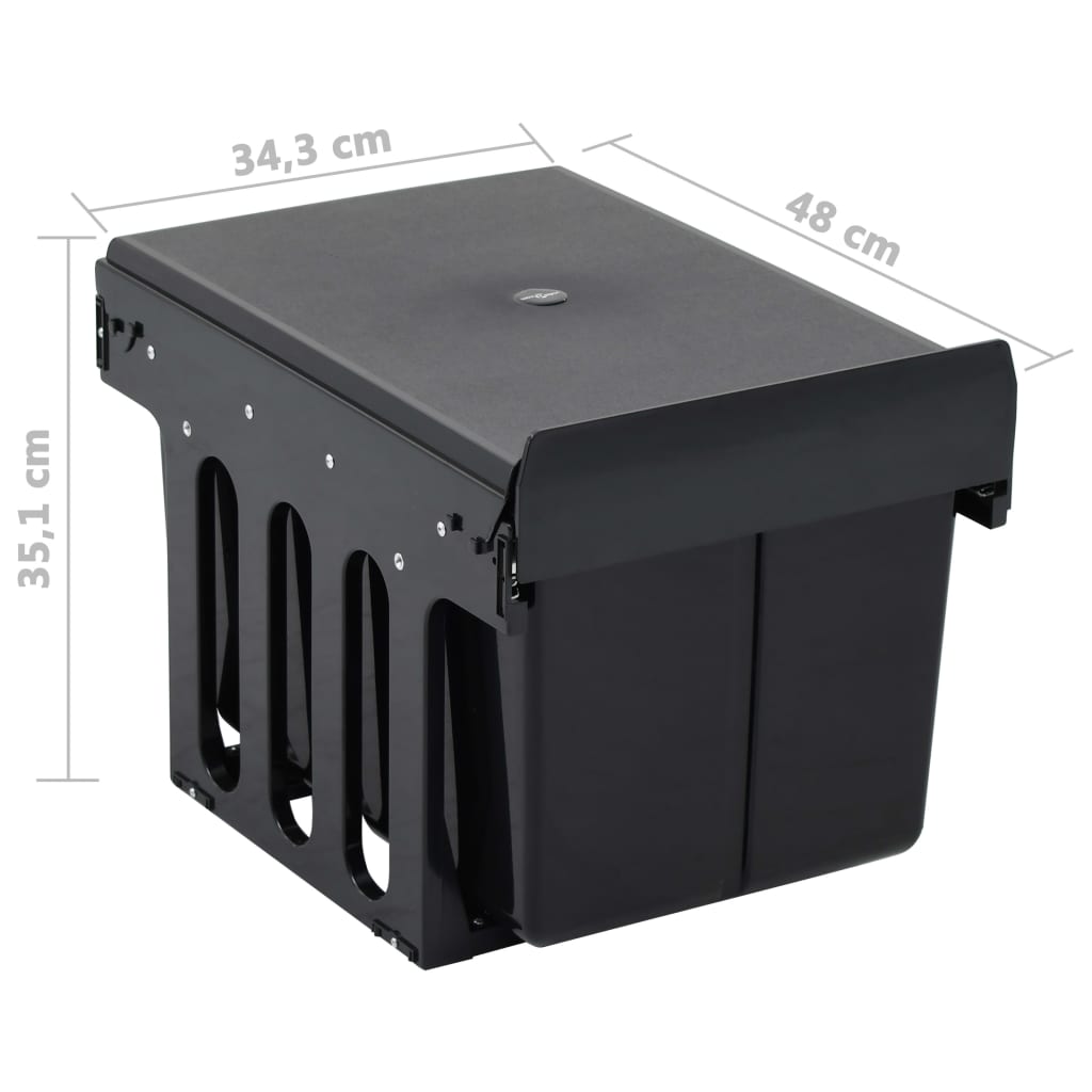 vidaXL Coș gunoi retractabil pentru dulap bucătărie, silențios, 36 L vidaXL Coș gunoi retractabil pentru dulap bucătărie, silențios, 36 L