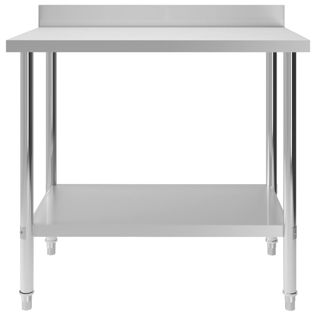 vidaXL Masă de lucru bucătărie cu bordură 100x60x93 cm oțel inoxidabil vidaXL Masă de lucru bucătărie cu bordură 100x60x93 cm oțel inoxidabil