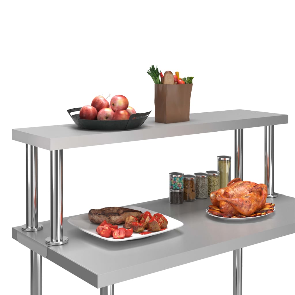 vidaXL Raft superior masă de lucru, 120x30x35 cm, oțel inoxidabil vidaXL Raft superior masă de lucru, 120x30x35 cm, oțel inoxidabil