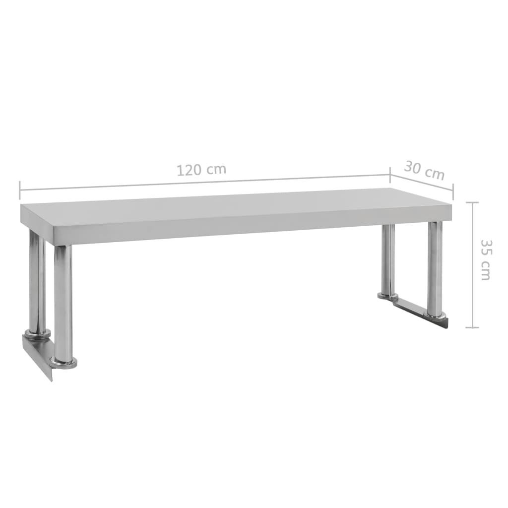 vidaXL Raft superior masă de lucru, 120x30x35 cm, oțel inoxidabil vidaXL Raft superior masă de lucru, 120x30x35 cm, oțel inoxidabil