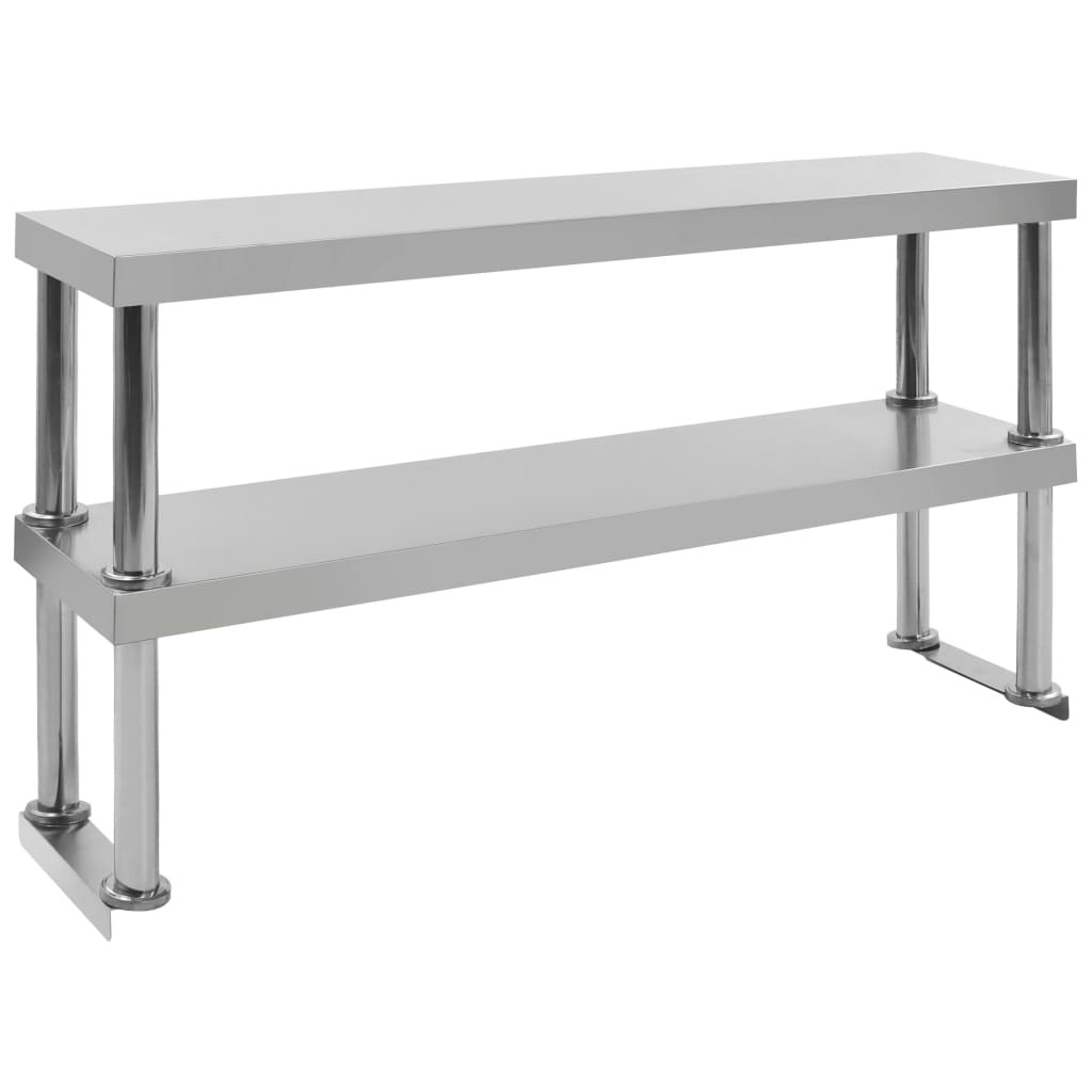 vidaXL Raft masă de lucru cu 2 niveluri, 120x30x65 cm, oțel inoxidabil vidaXL Raft masă de lucru cu 2 niveluri, 120x30x65 cm, oțel inoxidabil