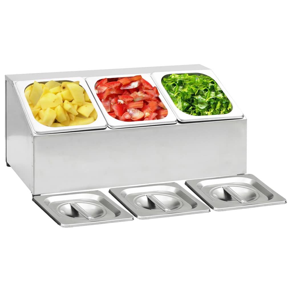 vidaXL Recipient Gastronorm cu 3 secțiuni GN 1/6 oțel inoxidabil vidaXL Recipient Gastronorm cu 3 secțiuni GN 1/6 oțel inoxidabil