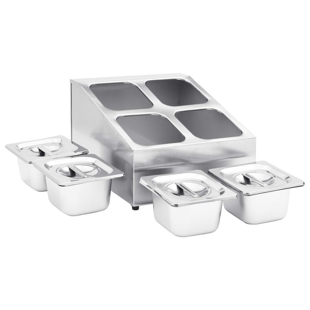 vidaXL Recipient Gastronorm cu 4 secțiuni GN 1/6 oțel inoxidabil vidaXL Recipient Gastronorm cu 4 secțiuni GN 1/6 oțel inoxidabil