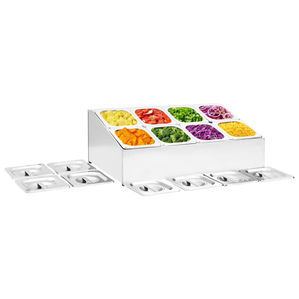 vidaXL Recipient Gastronorm cu 8 secțiuni GN 1/6 oțel inoxidabil vidaXL Recipient Gastronorm cu 8 secțiuni GN 1/6 oțel inoxidabil