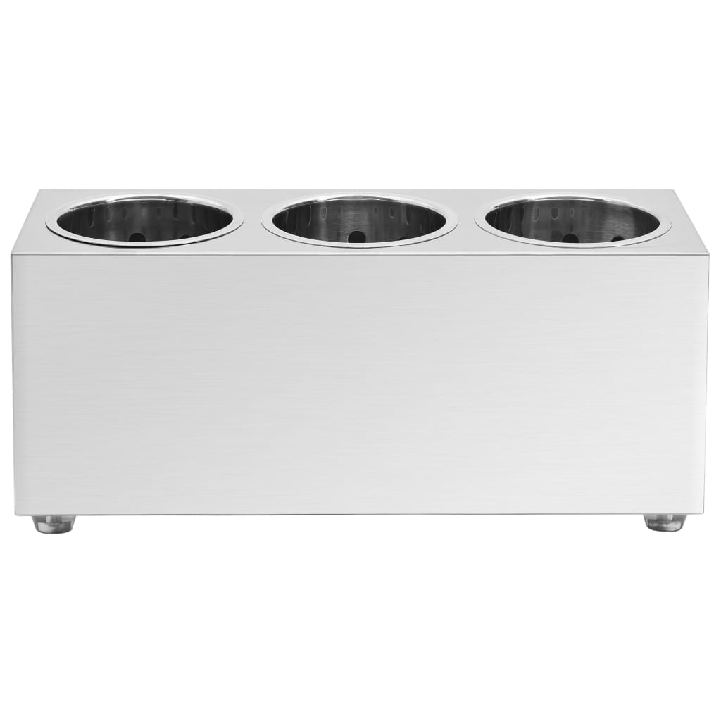 vidaXL Suport pentru tacâmuri 3 inserții, oțel inoxidabil, rectangular