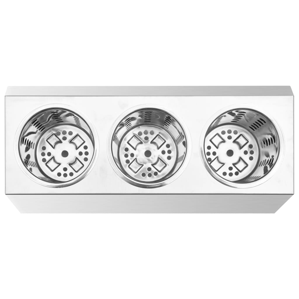 vidaXL Suport pentru tacâmuri 3 inserții, oțel inoxidabil, rectangular