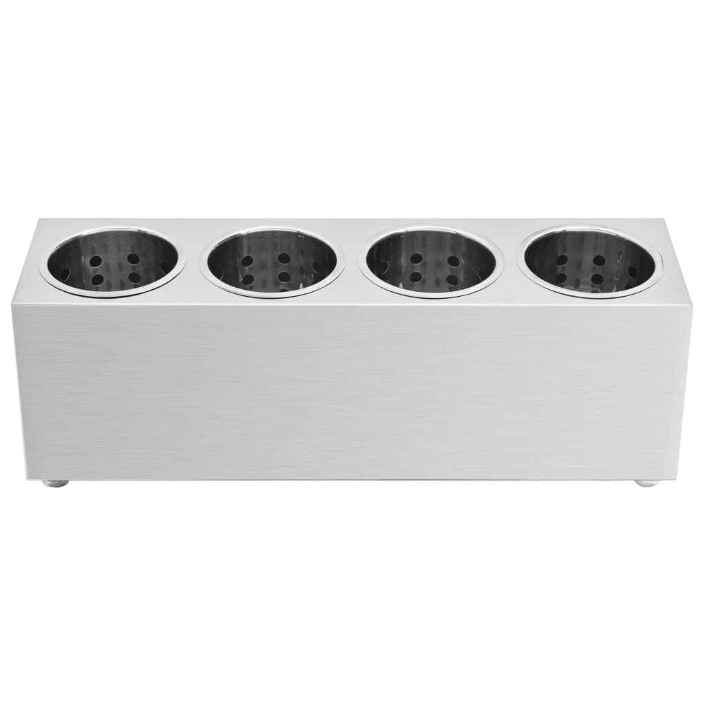 vidaXL Suport de tacâmuri 4 inserții, oțel inoxidabil, dreptunghiular vidaXL Suport de tacâmuri 4 inserții, oțel inoxidabil, dreptunghiular