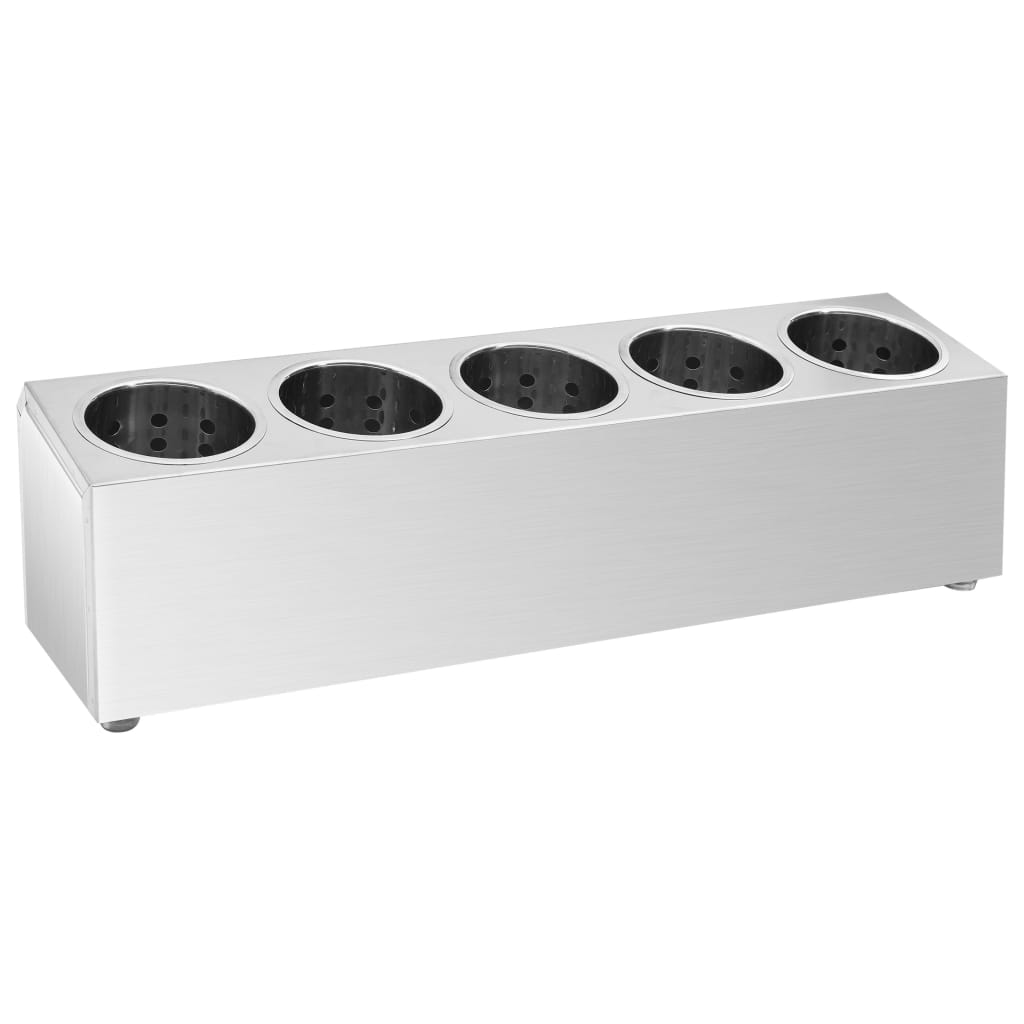 vidaXL Suport tacâmuri 5 inserții oțel inoxidabil dreptunghiular vidaXL Suport tacâmuri 5 inserții oțel inoxidabil dreptunghiular