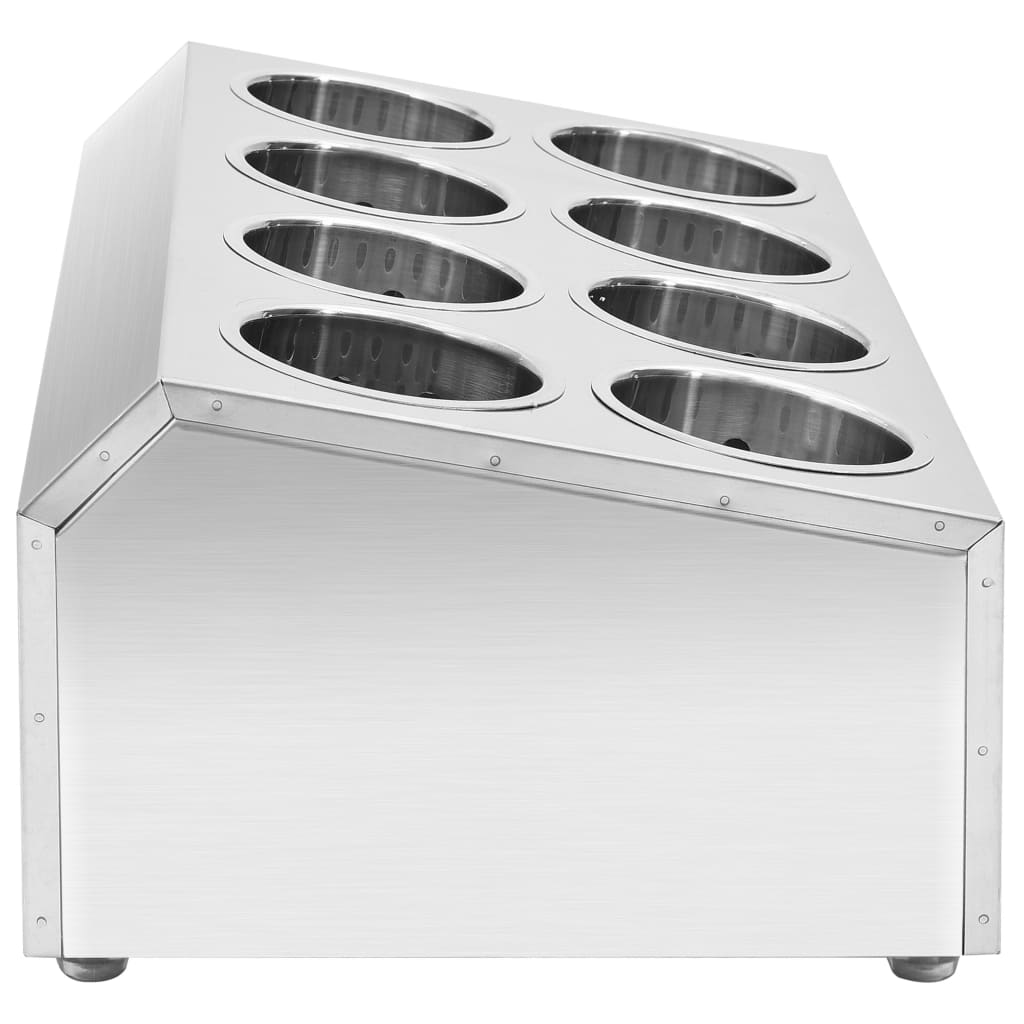 vidaXL Suport de tacâmuri 8 inserții oțel inoxidabil dreptunghiular