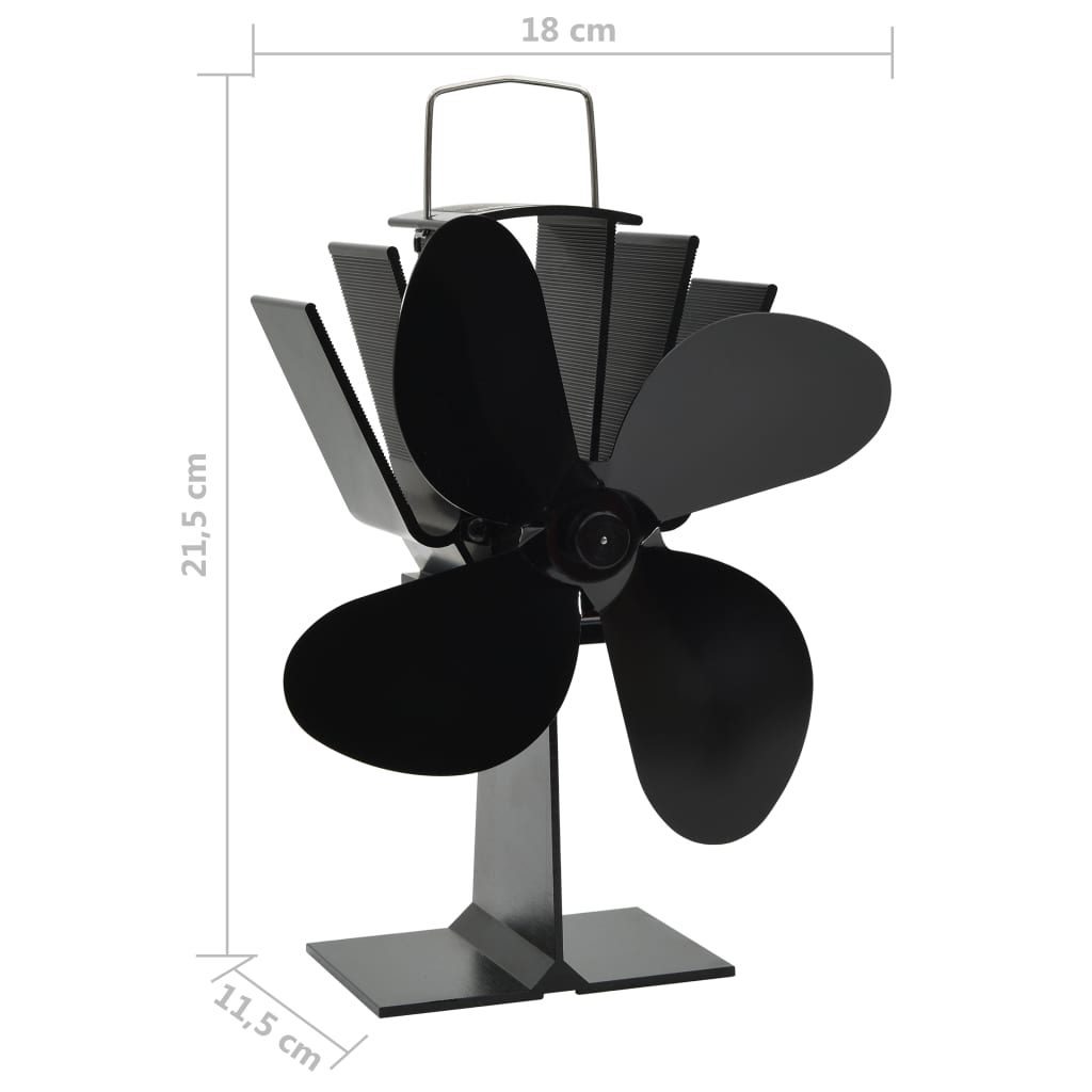 vidaXL Ventilator de sobă cu alimentare termică, 4 palete, negru vidaXL Ventilator de sobă cu alimentare termică, 4 palete, negru