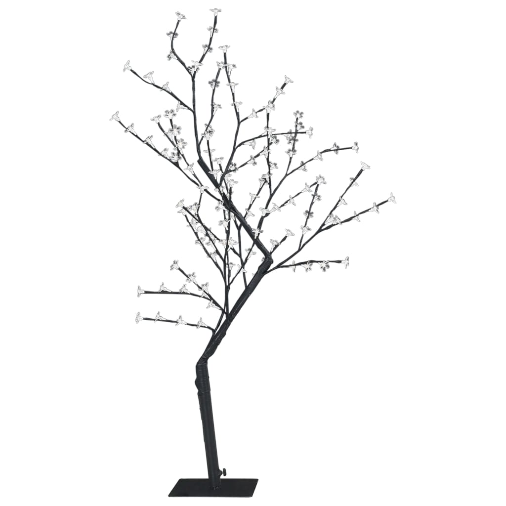 vidaXL Pom de Crăciun, 128 leduri alb cald, flori de cireș, 120 cm