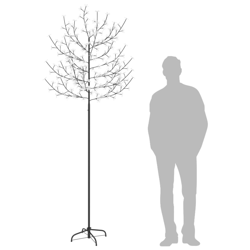 vidaXL Pom Crăciun, 220 LED-uri alb rece, flori de cireș, 220 cm