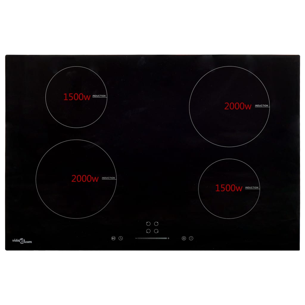 vidaXL Plită inducție 4 arzătoare control tactil, sticlă 77 cm 7000 W