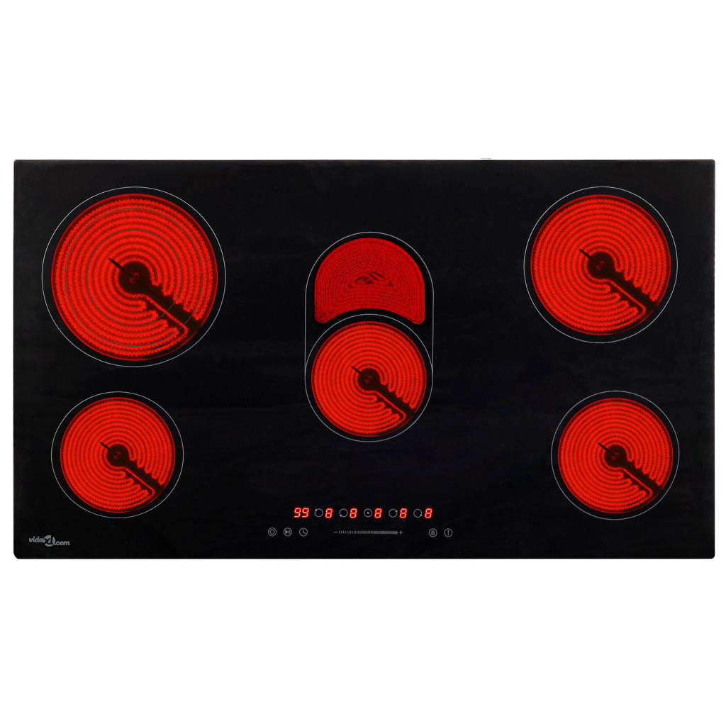 vidaXL Plită ceramică cu 5 arzătoare, control tactil, 77 cm, 8500 W
