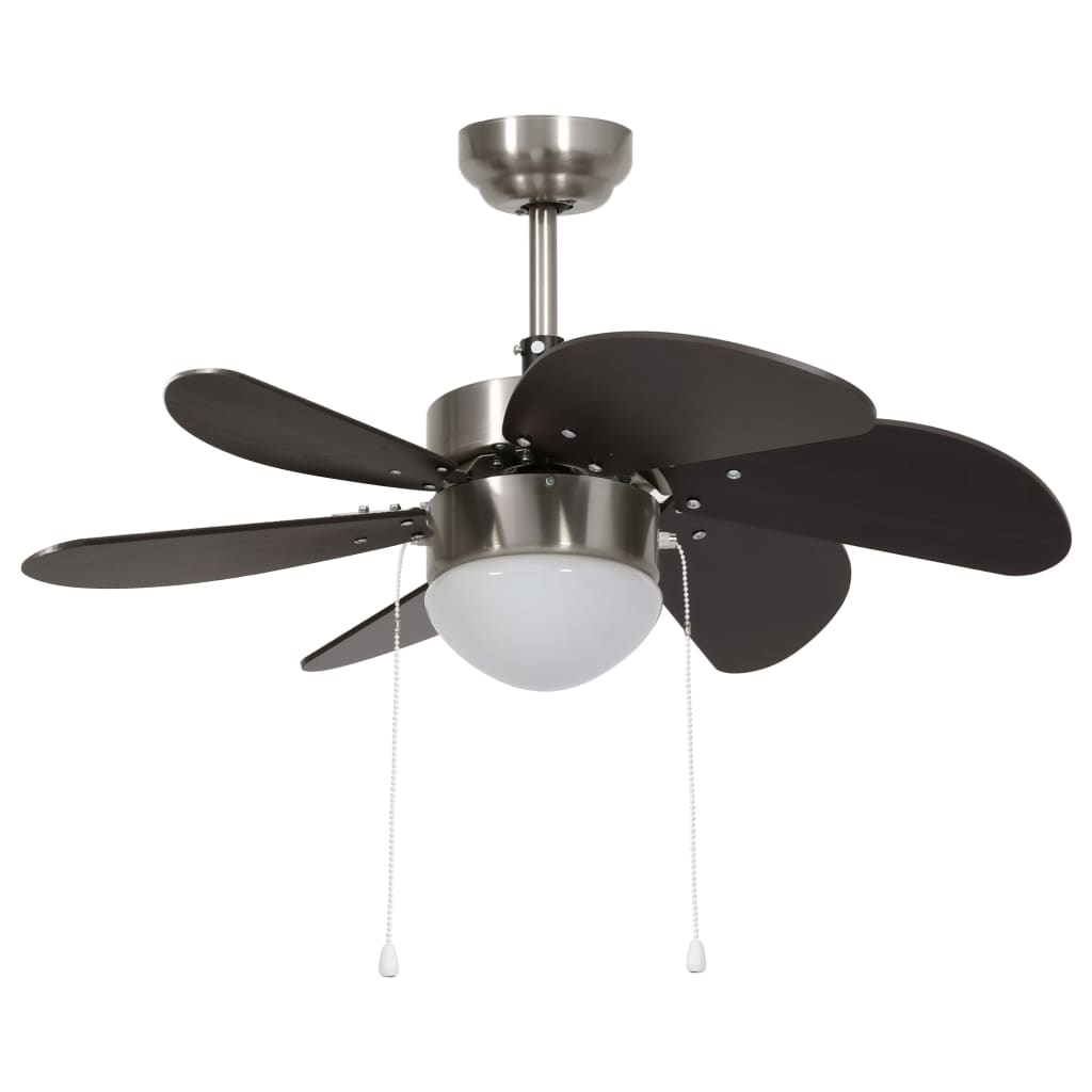 vidaXL Ventilator de tavan cu iluminare, maro închis, 76 cm vidaXL Ventilator de tavan cu iluminare, maro închis, 76 cm
