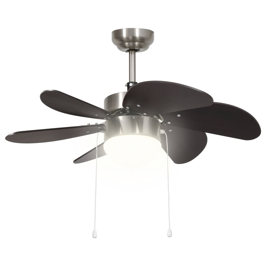 vidaXL Ventilator de tavan cu iluminare, maro închis, 76 cm vidaXL Ventilator de tavan cu iluminare, maro închis, 76 cm