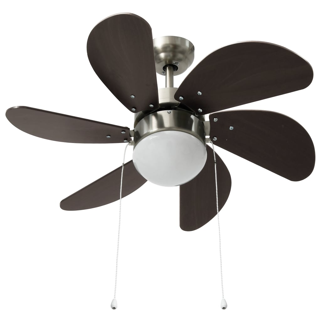 vidaXL Ventilator de tavan cu iluminare, maro închis, 76 cm vidaXL Ventilator de tavan cu iluminare, maro închis, 76 cm