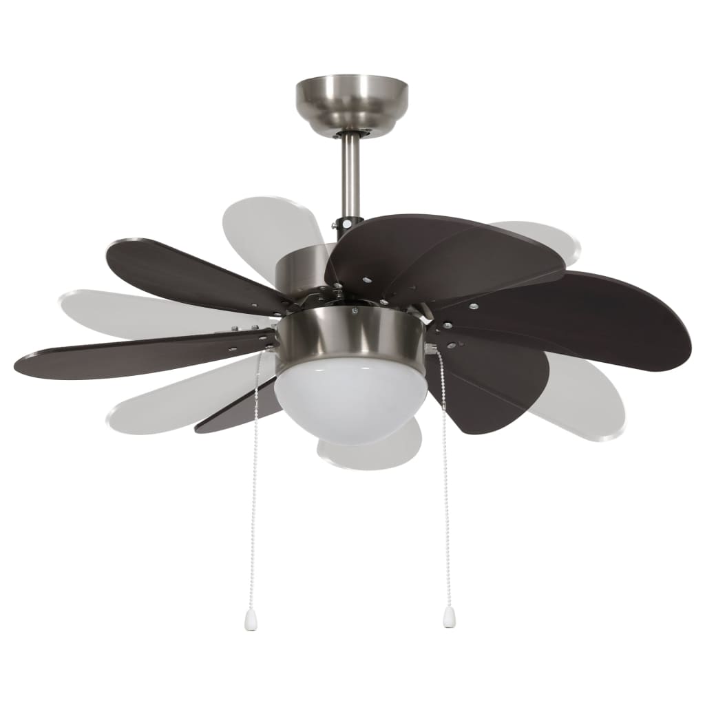 vidaXL Ventilator de tavan cu iluminare, maro închis, 76 cm vidaXL Ventilator de tavan cu iluminare, maro închis, 76 cm