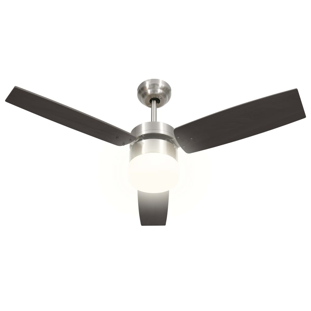 vidaXL Ventilator tavan cu iluminare/telecomandă, maro închis, 108 cm vidaXL Ventilator tavan cu iluminare/telecomandă, maro închis, 108 cm