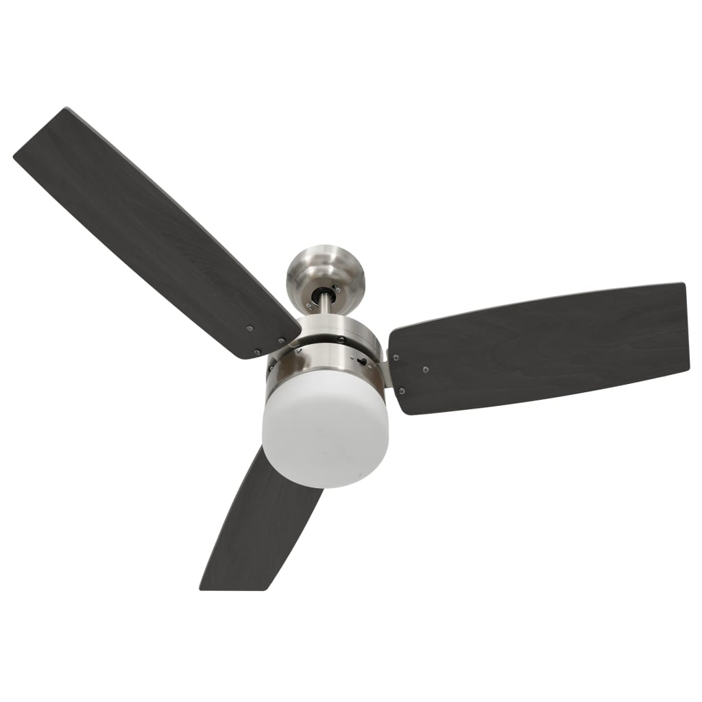 vidaXL Ventilator tavan cu iluminare/telecomandă, maro închis, 108 cm vidaXL Ventilator tavan cu iluminare/telecomandă, maro închis, 108 cm