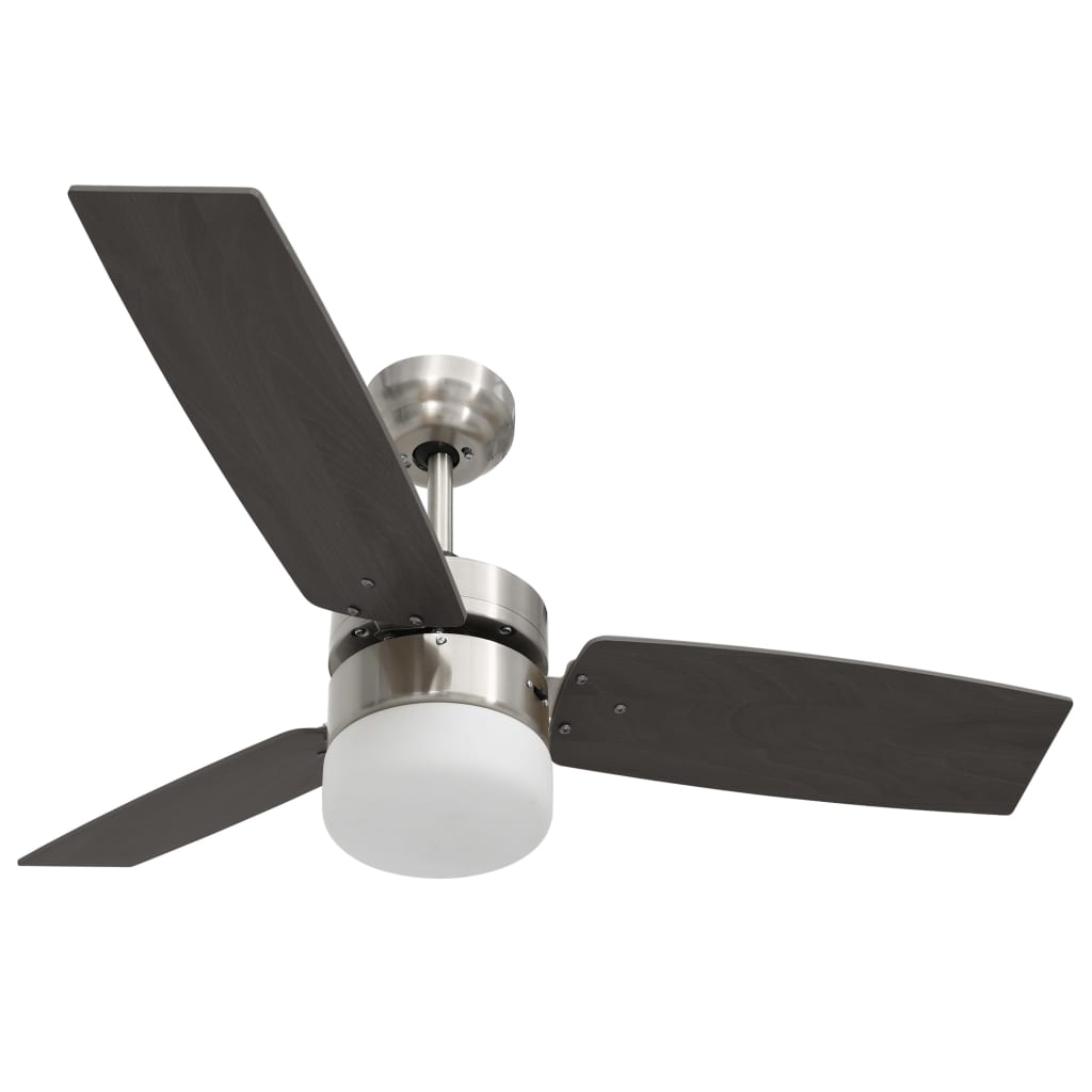 vidaXL Ventilator tavan cu iluminare/telecomandă, maro închis, 108 cm vidaXL Ventilator tavan cu iluminare/telecomandă, maro închis, 108 cm