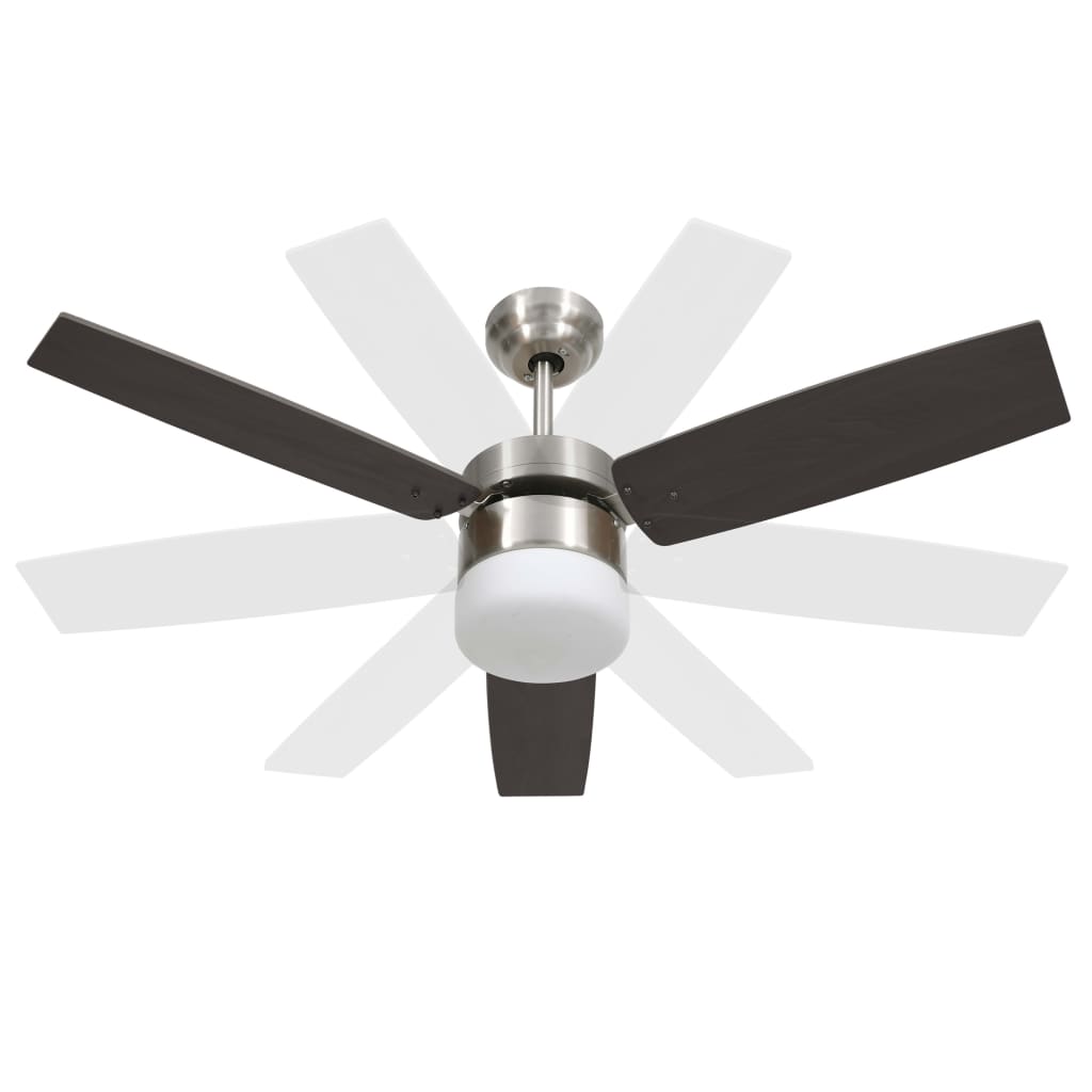 vidaXL Ventilator tavan cu iluminare/telecomandă, maro închis, 108 cm vidaXL Ventilator tavan cu iluminare/telecomandă, maro închis, 108 cm