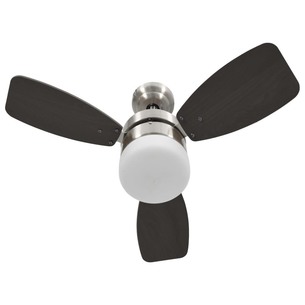 vidaXL Ventilator tavan cu iluminare/telecomandă, maro închis, 76 cm vidaXL Ventilator tavan cu iluminare/telecomandă, maro închis, 76 cm