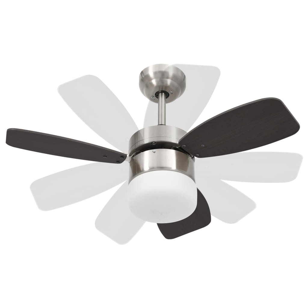 vidaXL Ventilator tavan cu iluminare/telecomandă, maro închis, 76 cm vidaXL Ventilator tavan cu iluminare/telecomandă, maro închis, 76 cm