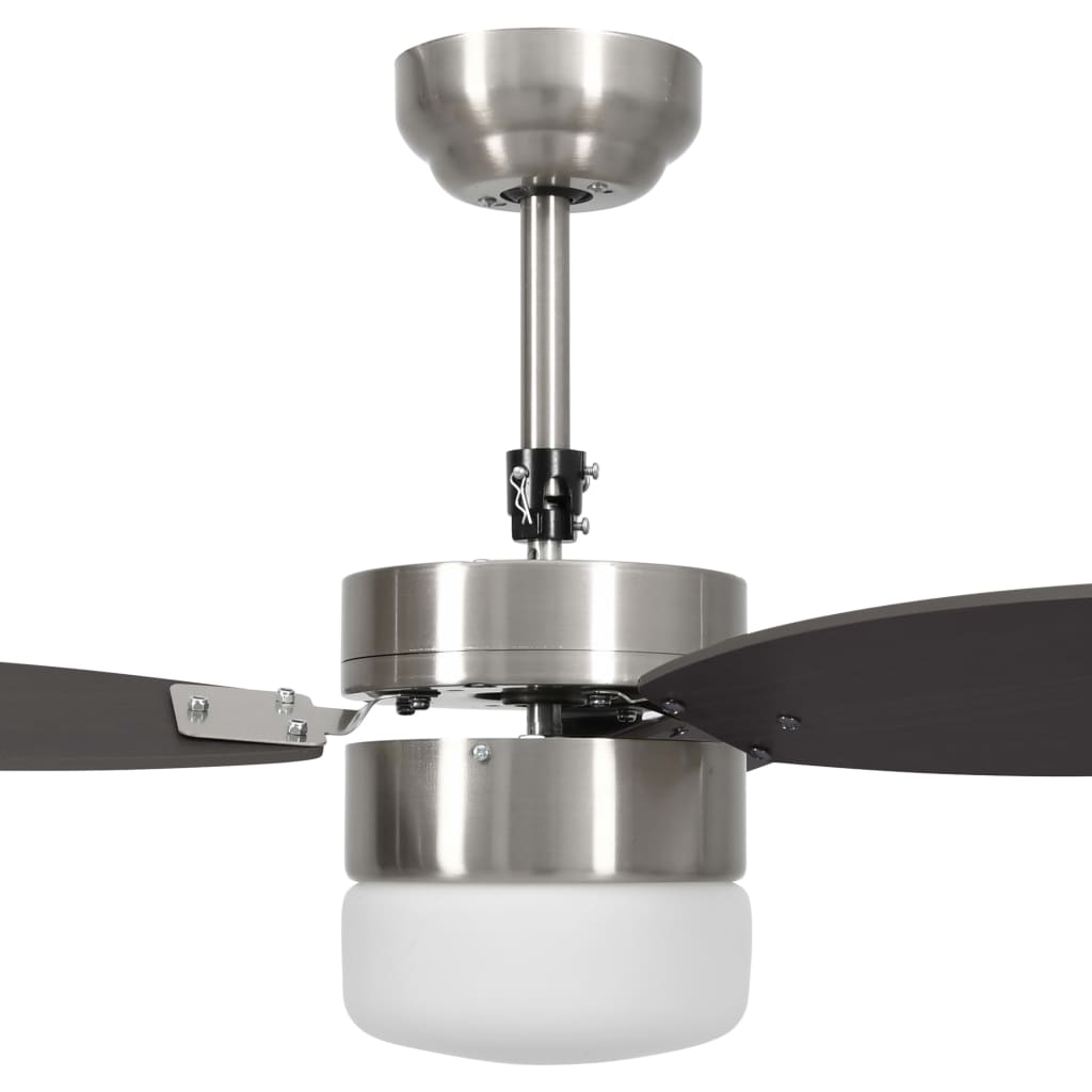 vidaXL Ventilator tavan cu iluminare/telecomandă, maro închis, 76 cm vidaXL Ventilator tavan cu iluminare/telecomandă, maro închis, 76 cm