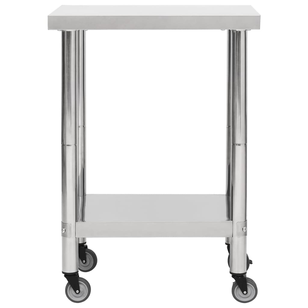 vidaXL Masă de lucru bucătărie cu roți, 60x30x85 cm, oțel inoxidabil vidaXL Masă de lucru bucătărie cu roți, 60x30x85 cm, oțel inoxidabil