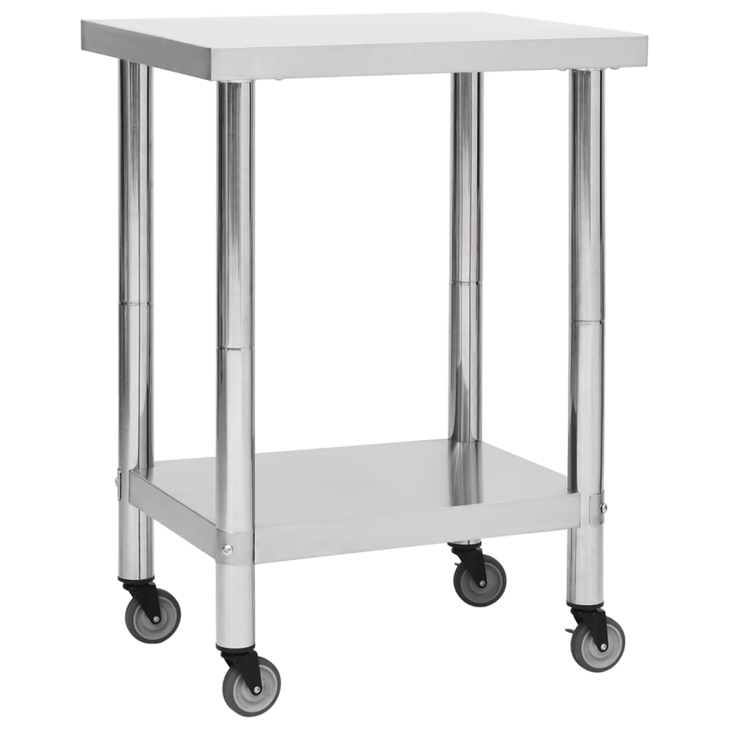 vidaXL Masă de lucru bucătărie cu roți, 60x30x85 cm, oțel inoxidabil vidaXL Masă de lucru bucătărie cu roți, 60x30x85 cm, oțel inoxidabil