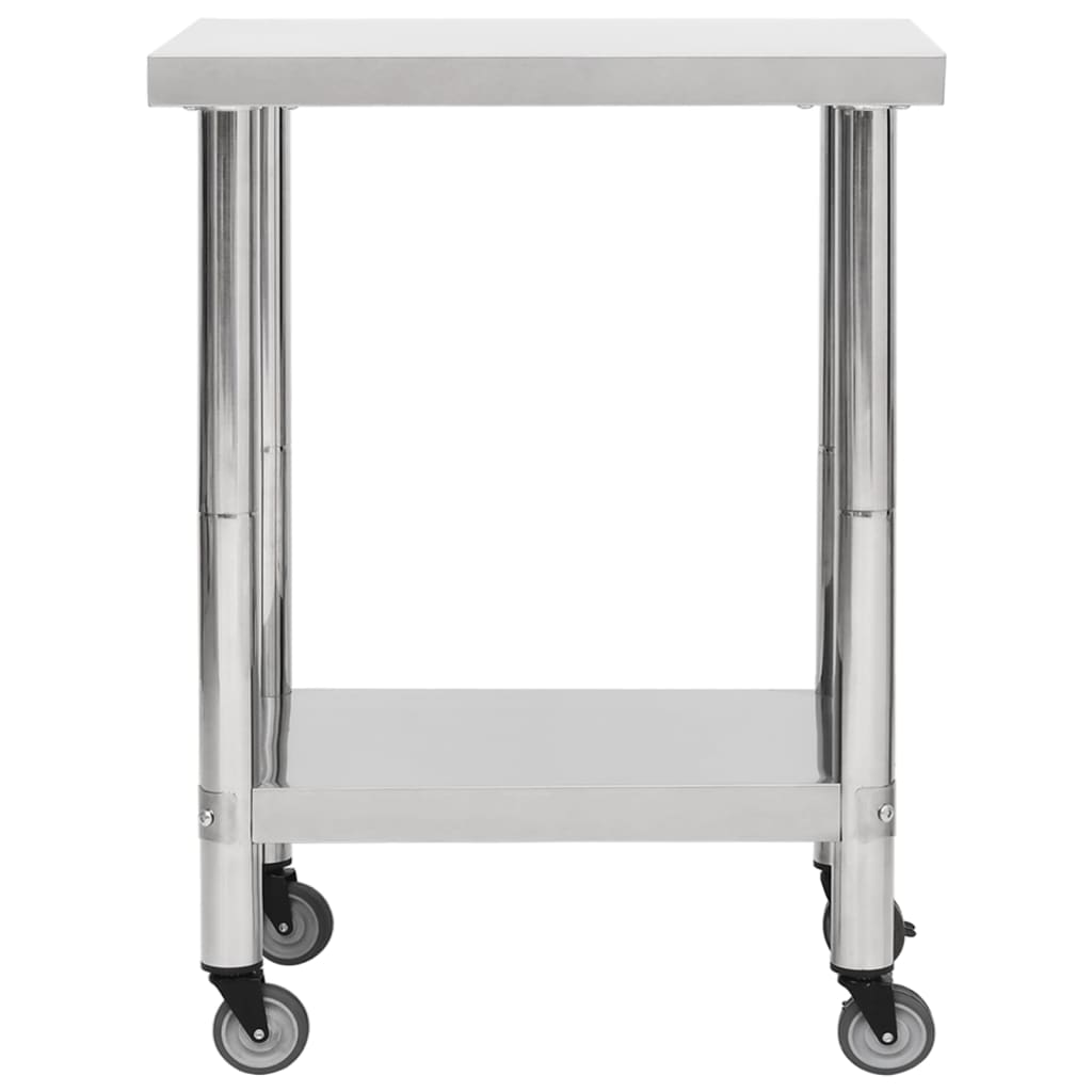vidaXL Masă de lucru bucătărie cu roți, 80x30x85 cm, oțel inoxidabil vidaXL Masă de lucru bucătărie cu roți, 80x30x85 cm, oțel inoxidabil