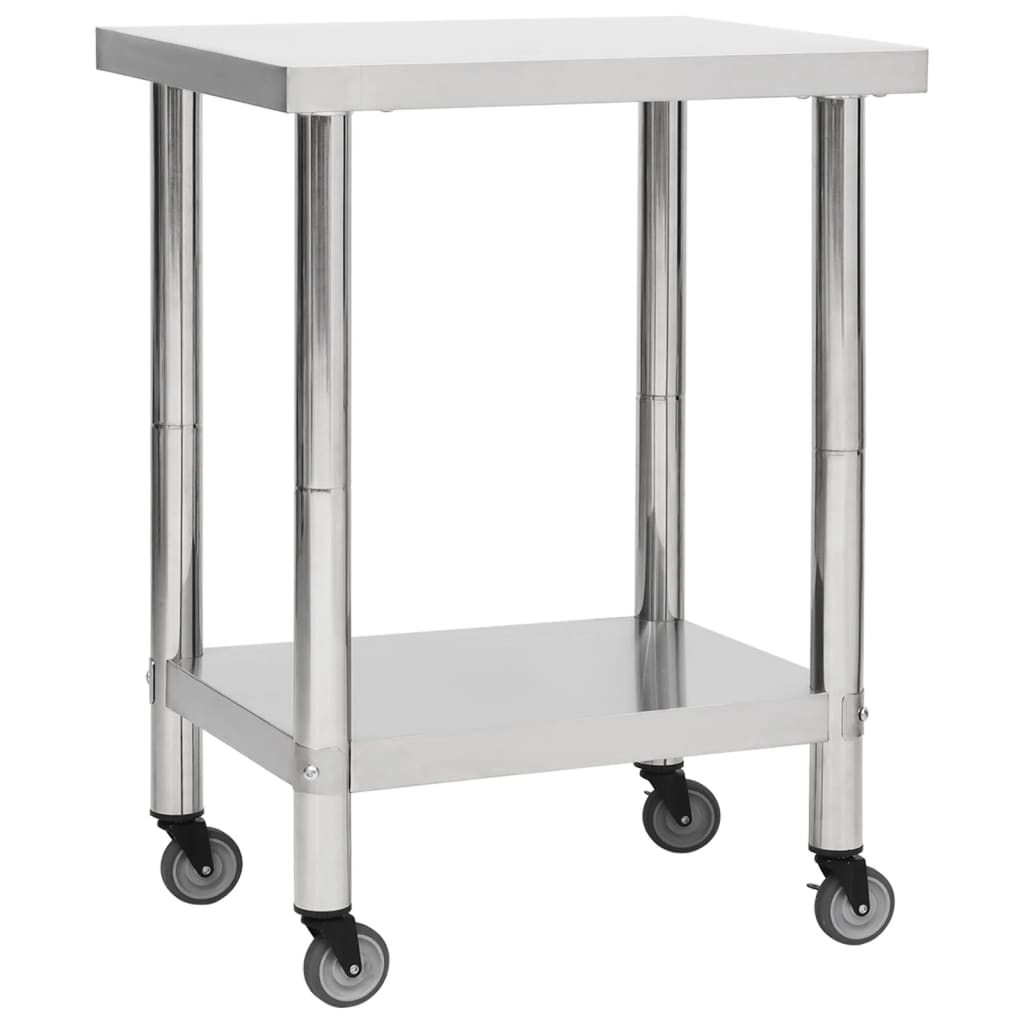vidaXL Masă de lucru bucătărie cu roți, 80x30x85 cm, oțel inoxidabil vidaXL Masă de lucru bucătărie cu roți, 80x30x85 cm, oțel inoxidabil