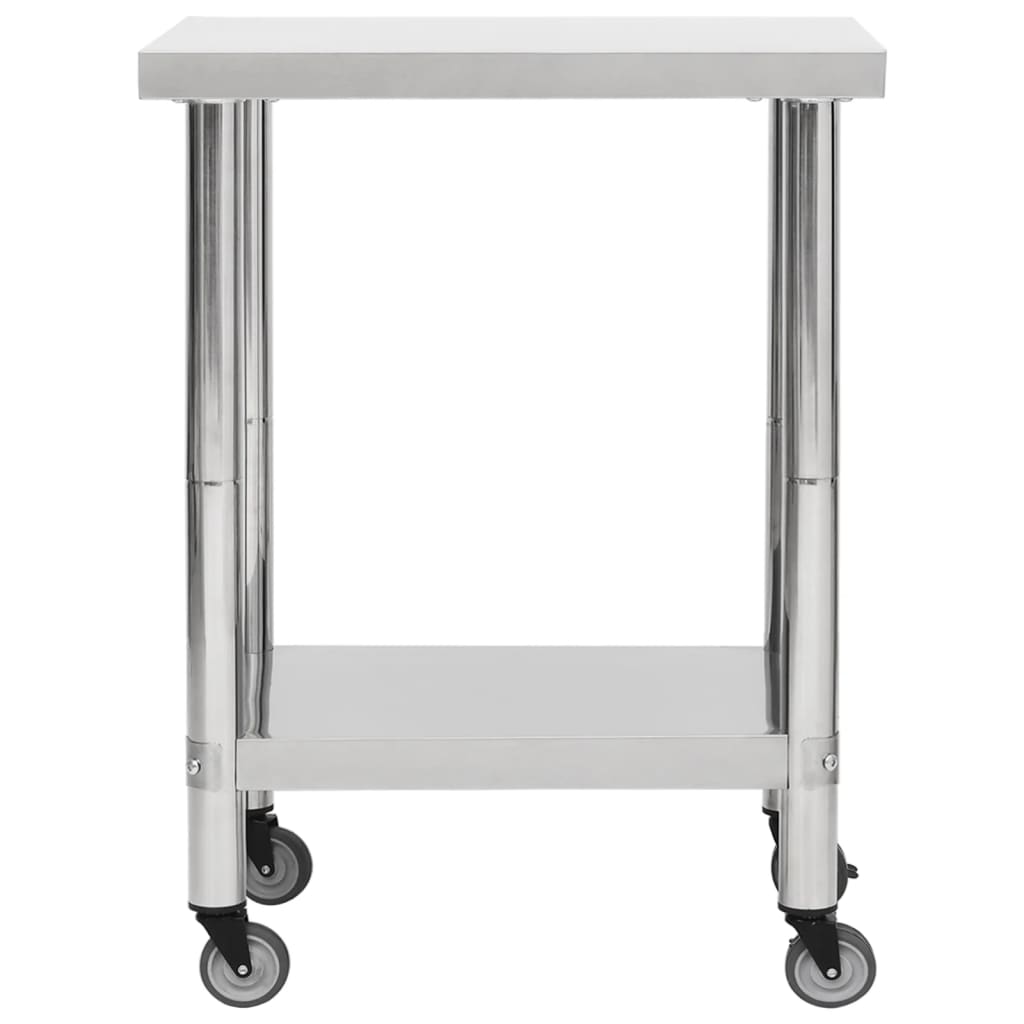 vidaXL Masă de lucru bucătărie cu roți, 80x45x85 cm, oțel inoxidabil vidaXL Masă de lucru bucătărie cu roți, 80x45x85 cm, oțel inoxidabil