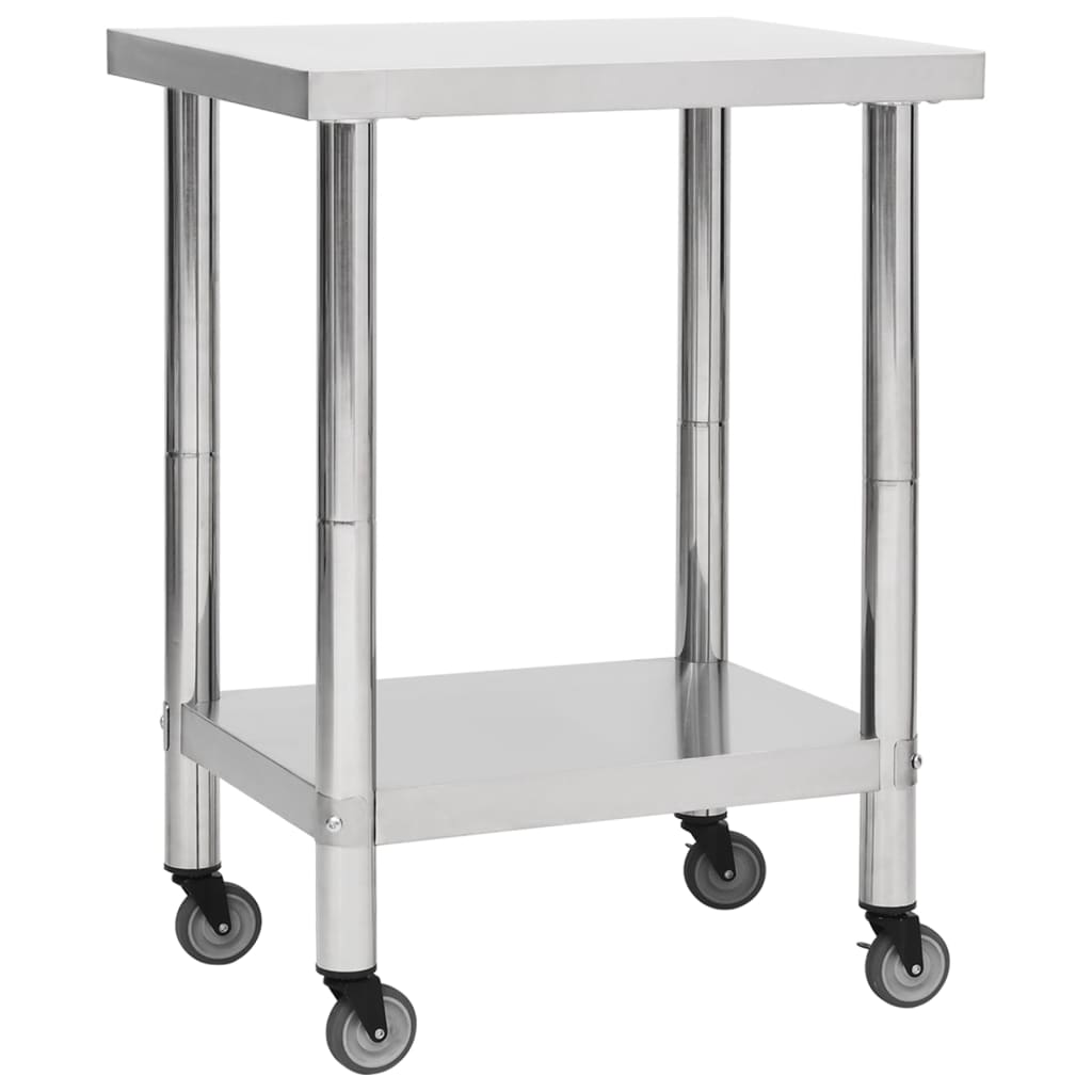vidaXL Masă de lucru bucătărie cu roți, 80x45x85 cm, oțel inoxidabil vidaXL Masă de lucru bucătărie cu roți, 80x45x85 cm, oțel inoxidabil