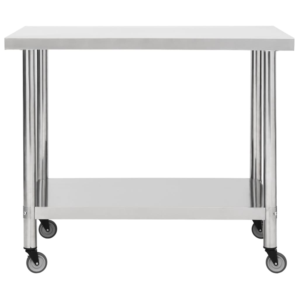 vidaXL Masă de lucru bucătărie cu roți, 80x60x85 cm, oțel inoxidabil vidaXL Masă de lucru bucătărie cu roți, 80x60x85 cm, oțel inoxidabil