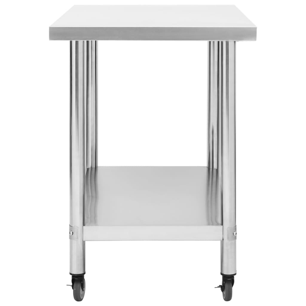 vidaXL Masă de lucru bucătărie cu roți, 80x60x85 cm, oțel inoxidabil vidaXL Masă de lucru bucătărie cu roți, 80x60x85 cm, oțel inoxidabil