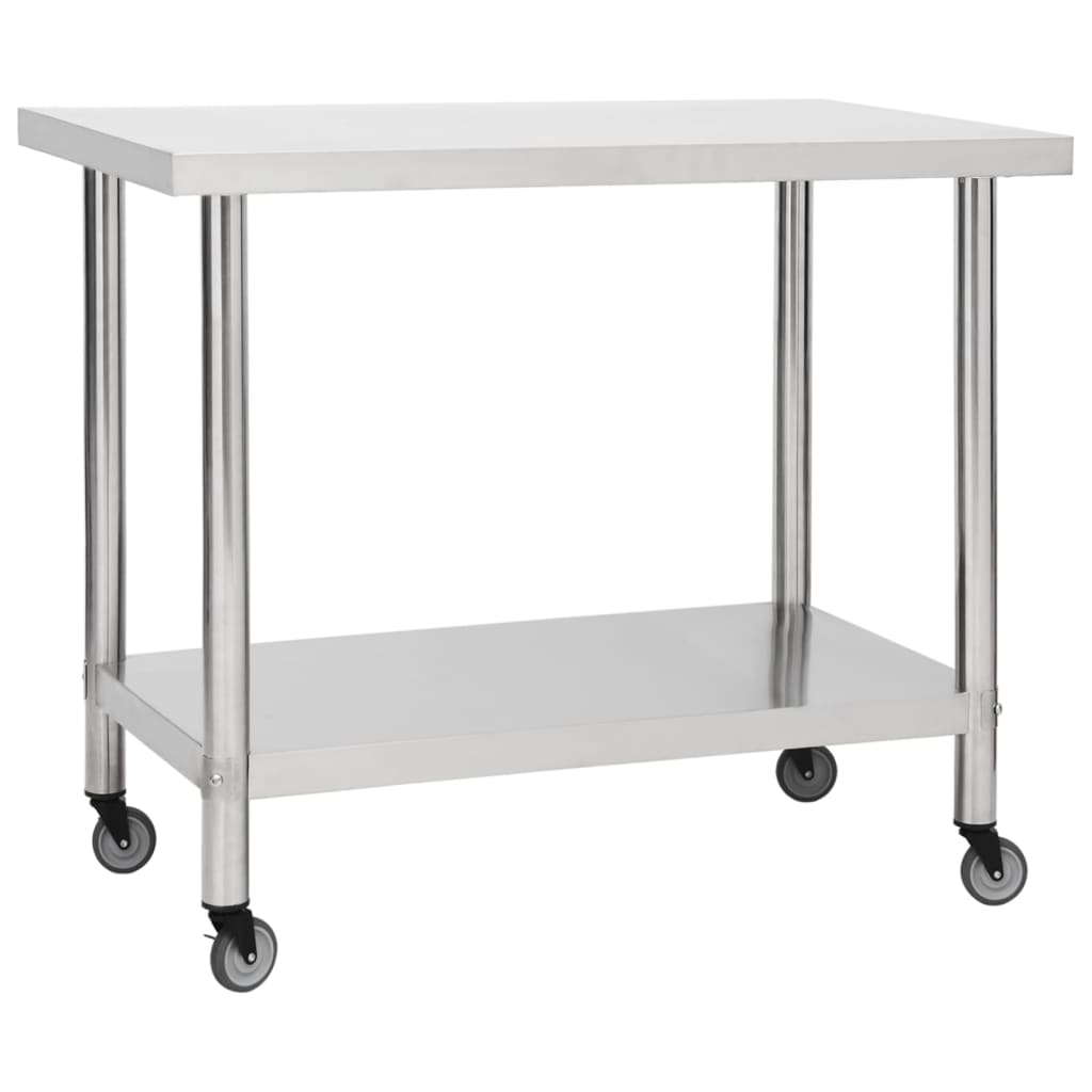 vidaXL Masă de lucru bucătărie cu roți, 80x60x85 cm, oțel inoxidabil vidaXL Masă de lucru bucătărie cu roți, 80x60x85 cm, oțel inoxidabil
