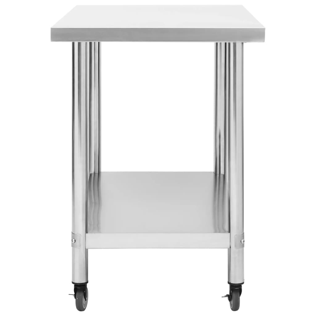 vidaXL Masă de lucru bucătărie cu roți, 100x60x85 cm, oțel inoxidabil vidaXL Masă de lucru bucătărie cu roți, 100x60x85 cm, oțel inoxidabil