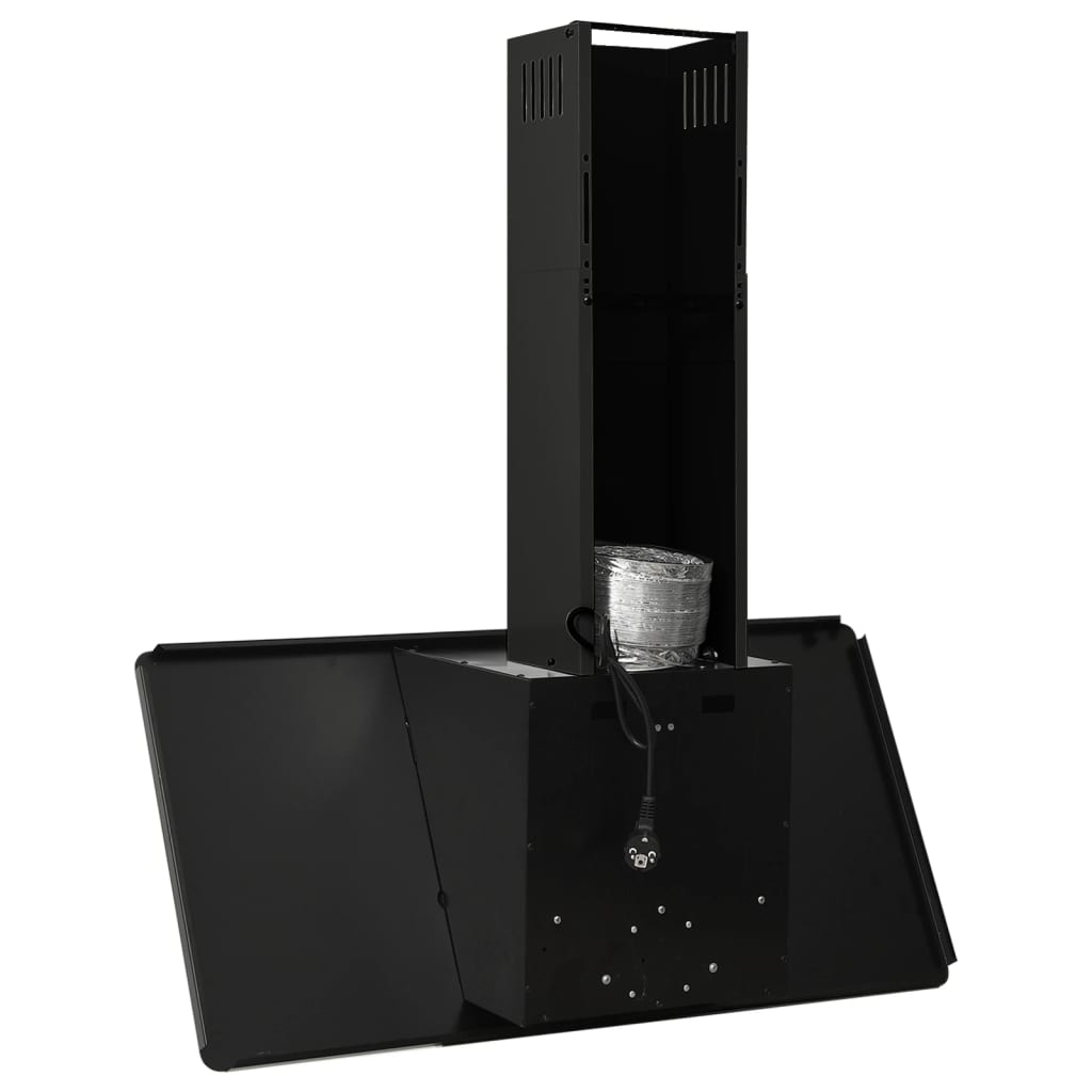 vidaXL Hotă de perete negru 90 cm oțel inoxidabil și sticlă securizată vidaXL Hotă de perete negru 90 cm oțel inoxidabil și sticlă securizată