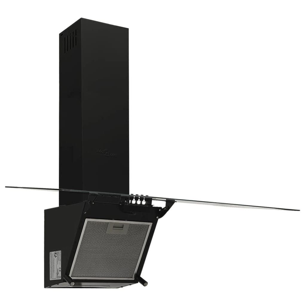 vidaXL Hotă de perete, negru, 90 cm, oțel și sticlă securizată vidaXL Hotă de perete, negru, 90 cm, oțel și sticlă securizată