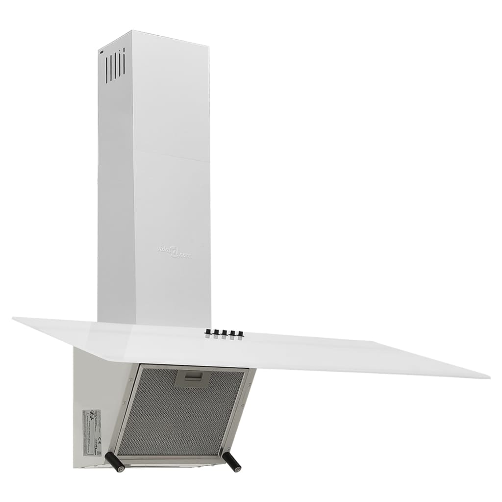 vidaXL Hotă de perete, alb, 90 cm, oțel și sticlă securizată vidaXL Hotă de perete, alb, 90 cm, oțel și sticlă securizată